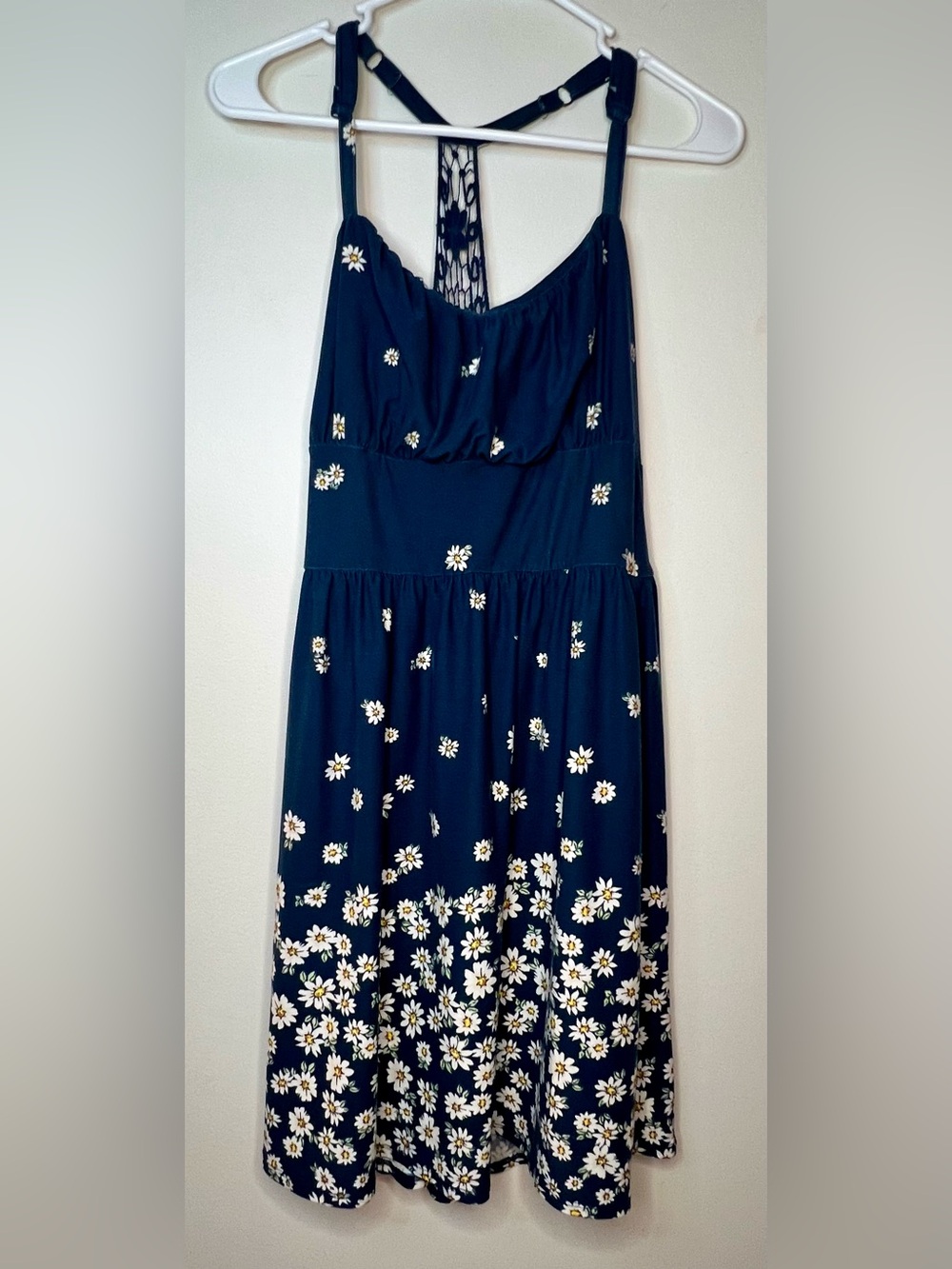 Derek Heart Navy Floral Halter Dress with Daisy Motif